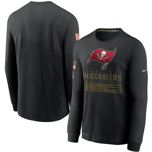 Men's Tampa Bay Buccaneers Black NFL 2020 Salute To Service Sideline Performance Long Sleeve T-Shirt