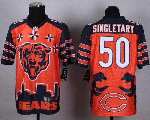 Nike Bears #50 Mike Singletary Orange Men's Stitched NFL Elite Noble Fashion Jersey