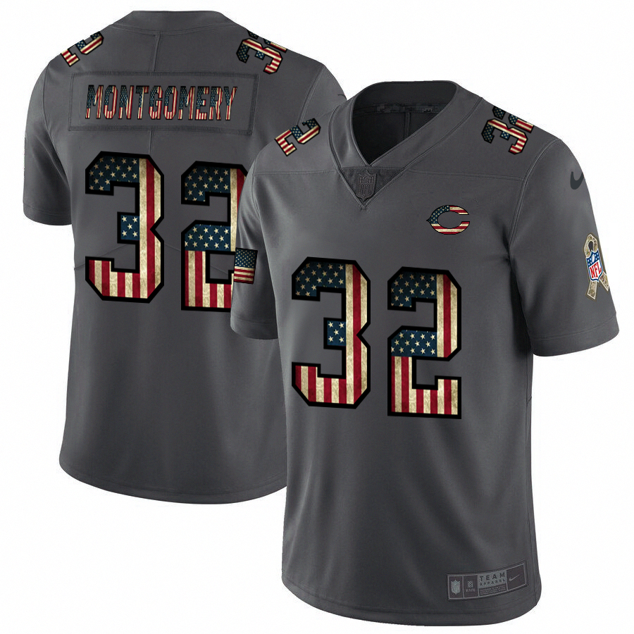 Nike Bears #32 David Montgomery 2018 Salute To Service Retro USA Flag Limited NFL Jersey