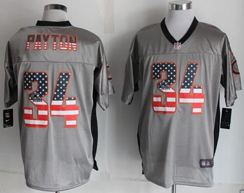 Nike Bears #34 Walter Payton Grey Men's Stitched NFL Elite USA Flag Fashion Jersey