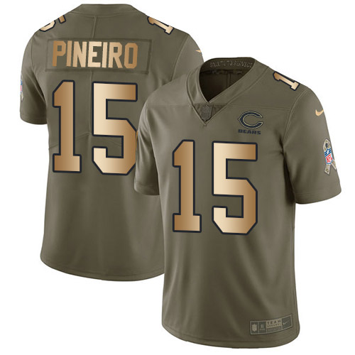 Nike Bears #15 Eddy Pineiro Olive/Gold Men's Stitched NFL Limited 2017 Salute To Service Jersey