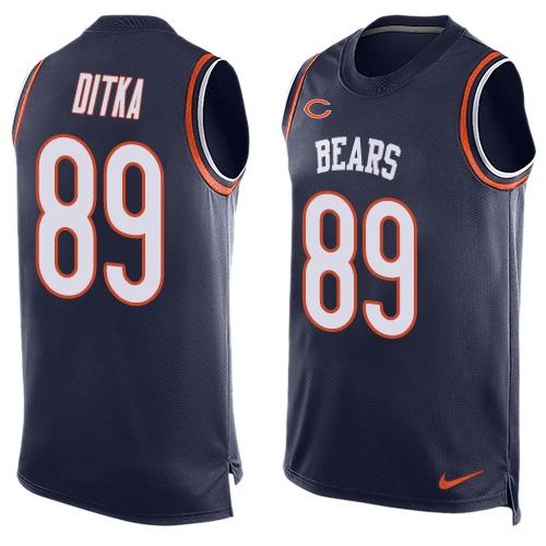 Nike Bears #89 Mike Ditka Navy Blue Team Color Men's Stitched NFL Limited Tank Top Jersey