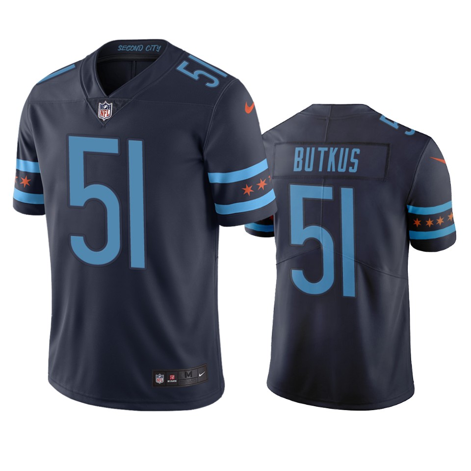 Chicago Bears #51 Dick Butkus Navy Vapor Limited City Edition NFL Jersey