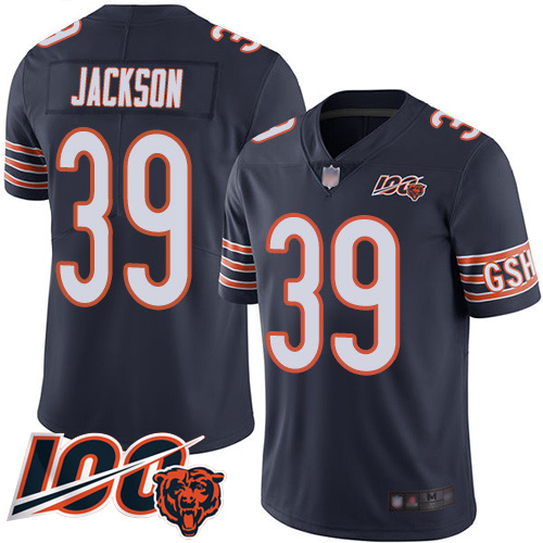 Nike Bears #39 Eddie Jackson Navy Blue Team Color Men's Stitched NFL 100th Season Vapor Limited Jersey