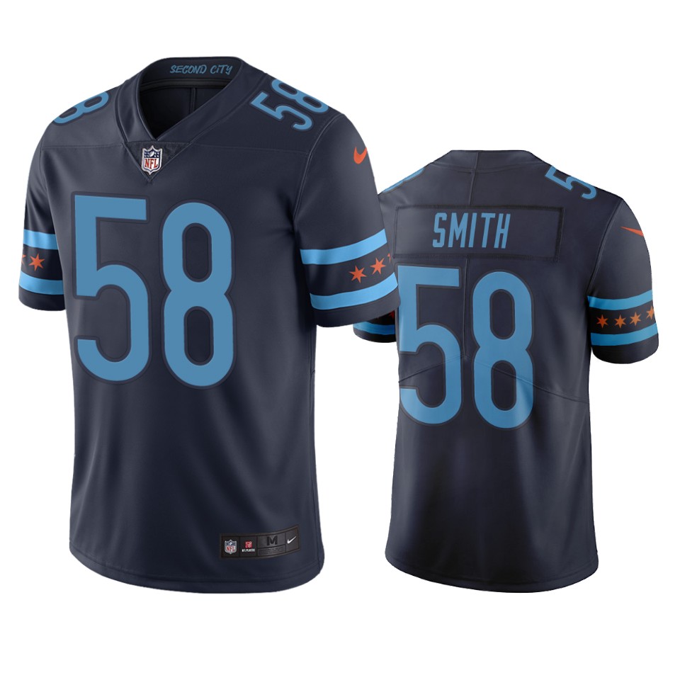 Chicago Bears #58 Roquan Smith Navy Vapor Limited City Edition NFL Jersey