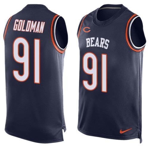 Nike Bears #91 Eddie Goldman Navy Blue Team Color Men's Stitched NFL Limited Tank Top Jersey