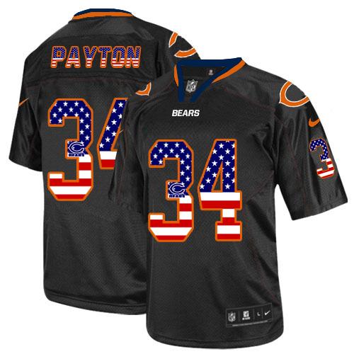 Nike Bears #34 Walter Payton Black Men's Stitched NFL Elite USA Flag Fashion Jersey Nike Bears #34 Walter Payton Black Men's Stitched NFL Elite USA Flag Fashion Jersey