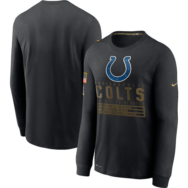 Men's Indianapolis Colts Black NFL 2020 Salute To Service Sideline Performance Long Sleeve T-Shirt