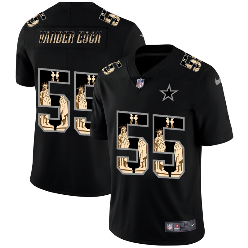 Dallas Cowboys #55 Leighton Vander Esch Carbon Black Vapor Statue Of Liberty Limited NFL Jersey