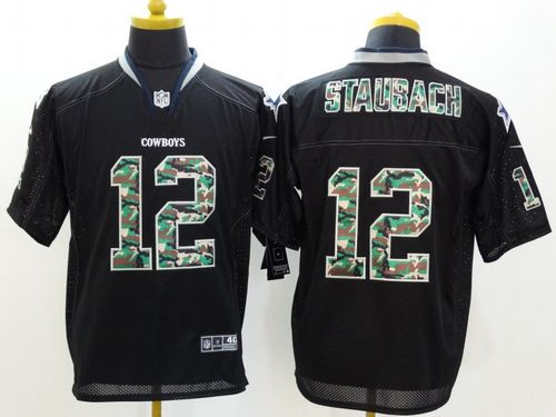 Nike Cowboys #12 Roger Staubach Black Men's Stitched NFL Elite Camo Fashion Jersey