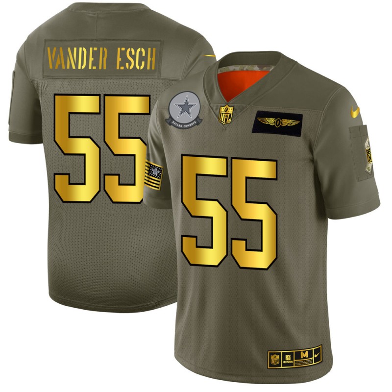 Dallas Cowboys #55 Leighton Vander Esch NFL Men's Nike Olive Gold 2019 Salute to Service Limited Jersey