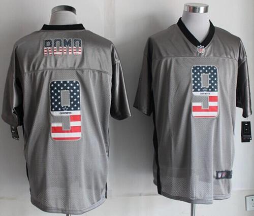 Nike Cowboys #9 Tony Romo Grey Men's Stitched NFL Elite USA Flag Fashion Jersey