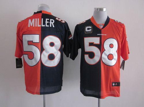 Nike Broncos #58 Von Miller Orange/Navy Blue Men's Stitched NFL Elite Split Jersey
