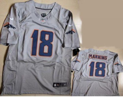 Nike Broncos #18 Peyton Manning New Grey Shadow Men's Stitched NFL Elite Jersey