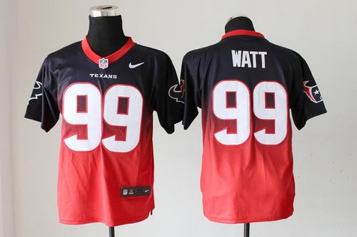 Nike Texans #99 J.J. Watt Navy Blue/Red Men's Stitched NFL Elite Fadeaway Fashion Jersey