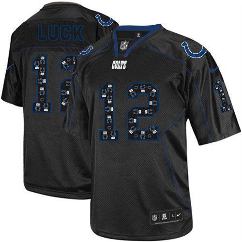 Nike Colts #12 Andrew Luck New Lights Out Black Men's Stitched NFL Elite Jersey