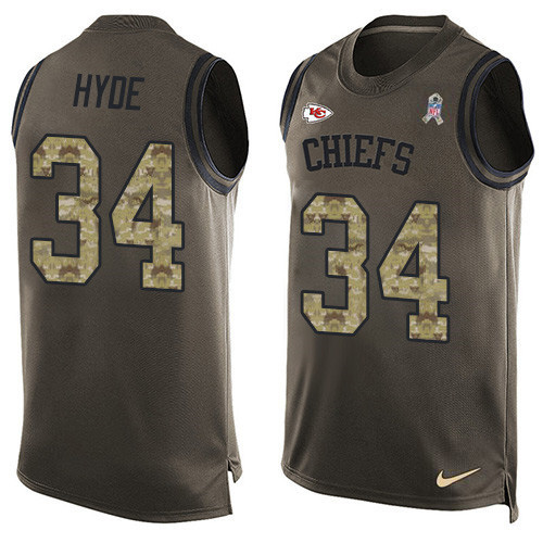 Nike Chiefs #34 Carlos Hyde Green Men's Stitched NFL Limited Salute To Service Tank Top Jersey Nike Chiefs #34 Carlos Hyde Green Men's Stitched NFL Limited Salute To Service Tank Top Jersey