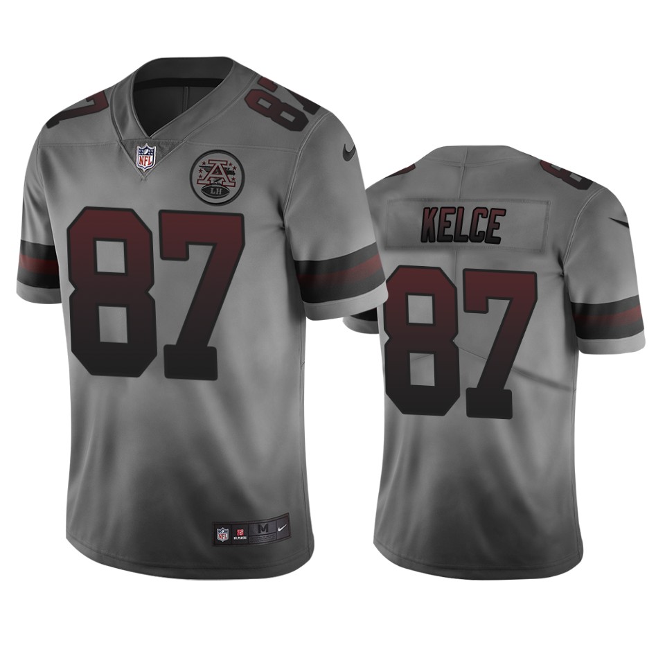 Kansas City Chiefs #87 Travis Kelce Smoky Men's Nike Vapor Limited City Edition NFL Jersey