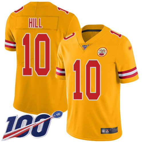 Nike Chiefs #10 Tyreek Hill Gold Men's Stitched NFL Limited Inverted Legend 100th Season Jersey