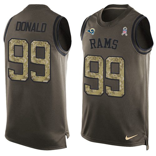 Nike Rams #99 Aaron Donald Green Men's Stitched NFL Limited Salute To Service Tank Top Jersey Nike Rams #99 Aaron Donald Green Men's Stitched NFL Limited Salute To Service Tank Top Jersey