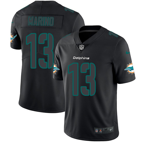 Nike Dolphins #13 Dan Marino Black Men's Stitched NFL Limited Rush Impact Jersey