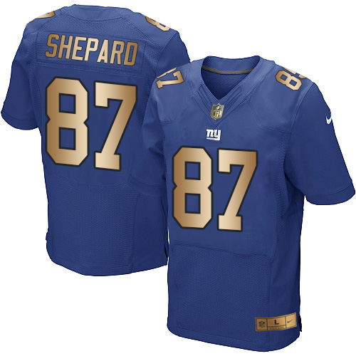 Nike Giants #87 Sterling Shepard Royal Blue Team Color Men's Stitched NFL Elite Gold Jersey