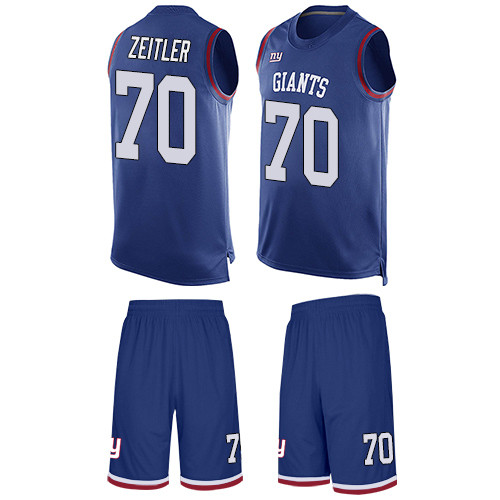 Nike Giants #70 Kevin Zeitler Royal Blue Team Color Men's Stitched NFL Limited Tank Top Suit Jersey Nike Giants #70 Kevin Zeitler Royal Blue Team Color Men's Stitched NFL Limited Tank Top Suit Jersey