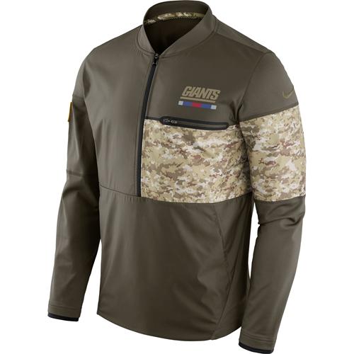 Men's New York Giants Nike Olive Salute to Service Sideline Hybrid Half-Zip Pullover Jacket