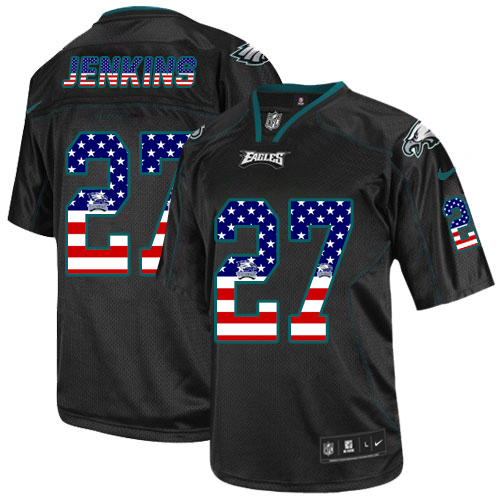 Nike Eagles #27 Malcolm Jenkins Black Men's Stitched NFL Elite USA Flag Fashion Jersey