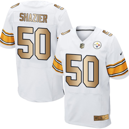 Nike Steelers #50 Ryan Shazier White Men's Stitched NFL Elite Gold Jersey