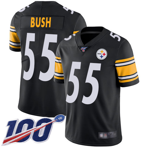 Nike Steelers #55 Devin Bush Black Team Color Men's Stitched NFL 100th Season Vapor Limited Jersey