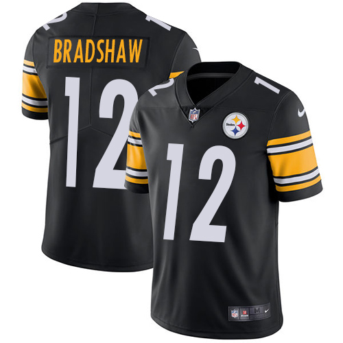 Nike Steelers #12 Terry Bradshaw Black Team Color Men's Stitched NFL Vapor Untouchable Limited Jersey