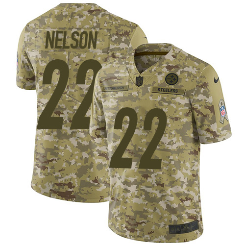 Nike Steelers #22 Steven Nelson Camo Men's Stitched NFL Limited 2018 Salute To Service Jersey
