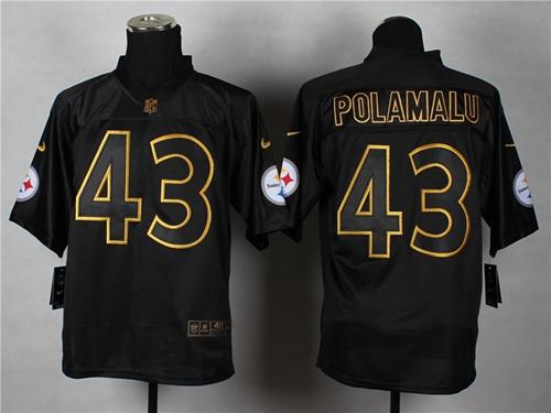 Nike Steelers #43 Troy Polamalu Black Gold No. Fashion Men's Stitched NFL Elite Jersey