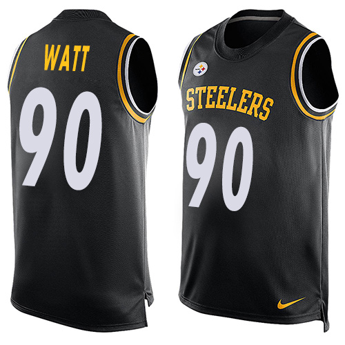 Nike Steelers #90 T. J. Watt Black Team Color Men's Stitched NFL Limited Tank Top Jersey