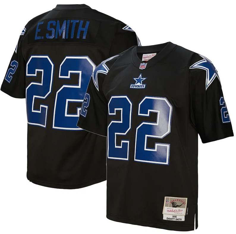 Dalla Cowboys #22 Emmitt Smith Black 1995 Mitchell & Ness Stitched Jersey