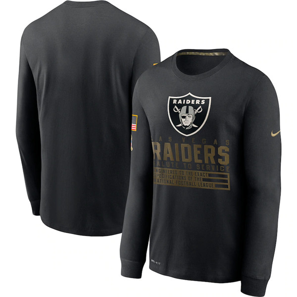 Men's Las Vegas Raiders Black NFL 2020 Salute To Service Sideline Performance Long Sleeve T-Shirt