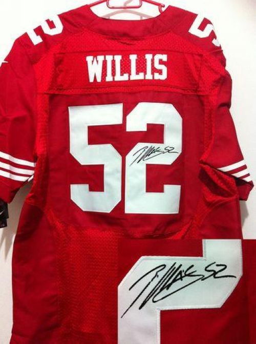 Nike 49ers #52 Patrick Willis Red Team Color Men's Stitched NFL Elite Autographed Jersey