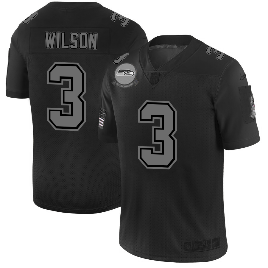 Seattle Seahawks #3 Russell Wilson Men's Nike Black 2019 Salute to Service Limited Stitched NFL Jersey