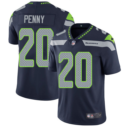 Nike Seahawks #20 Rashaad Penny Steel Blue Team Color Men's Stitched NFL Vapor Untouchable Limited Jersey