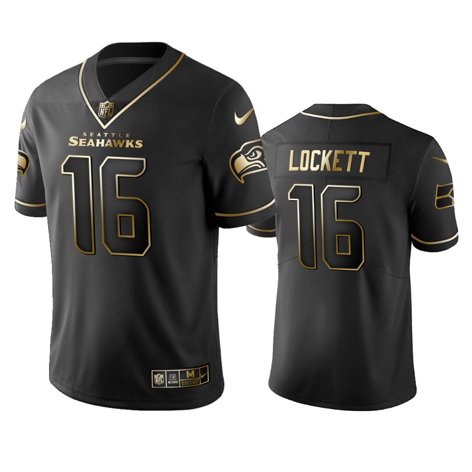 Seahawks #16 Tyler Lockett Men's Stitched NFL Vapor Untouchable Limited Black Golden Jersey