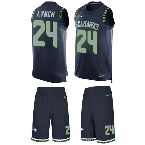 Nike Seahawks #24 Marshawn Lynch Steel Blue Team Color Men's Stitched NFL Limited Tank Top Suit Jersey