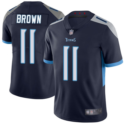 Nike Titans #11 A.J. Brown Navy Blue Team Color Men's Stitched NFL Vapor Untouchable Limited Jersey