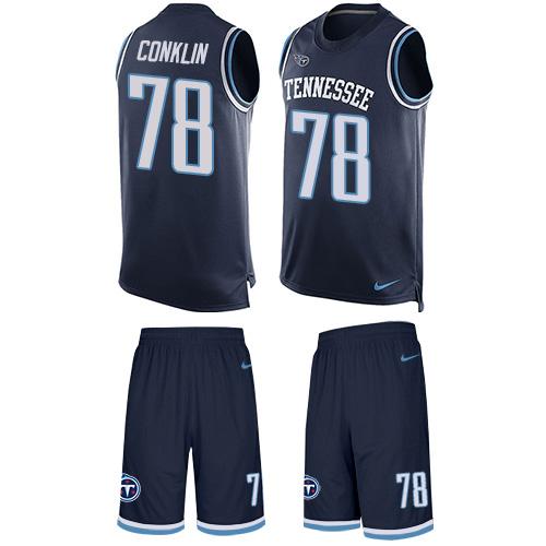 Nike Titans #78 Jack Conklin Navy Blue Team Color Men's Stitched NFL Limited Tank Top Suit Jersey