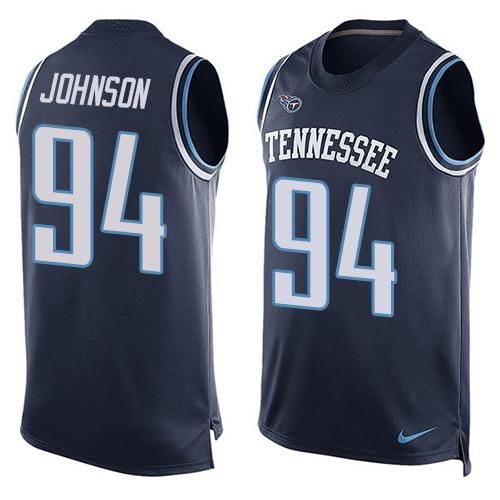 Nike Titans #94 Austin Johnson Navy Blue Team Color Men's Stitched NFL Limited Tank Top Jersey