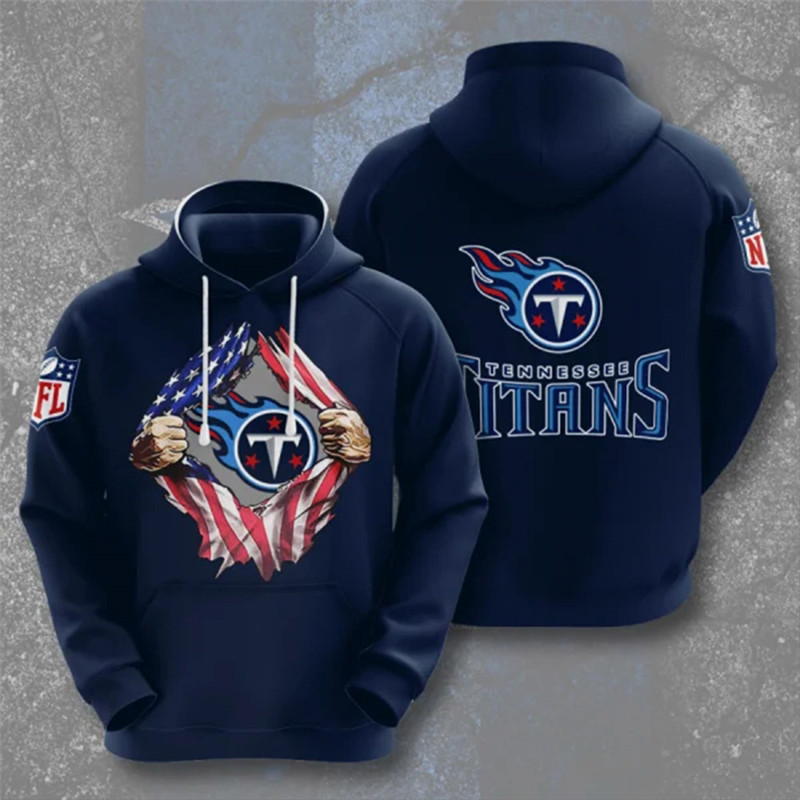 Men's Tennessee Titans Navy NFL 3D Trending T-Shirt Hoodie