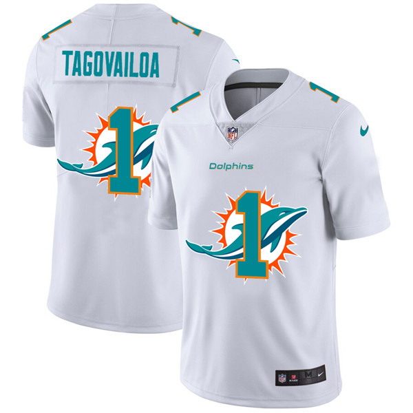 Men's Miami Dolphins #1 Tua Tagovailoa White NFL Stitched Jersey