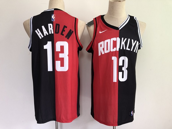 Men's Brooklyn Nets And #13 James Harden Black Red 2021 Past & Present MVP Stitched NBA Jerse