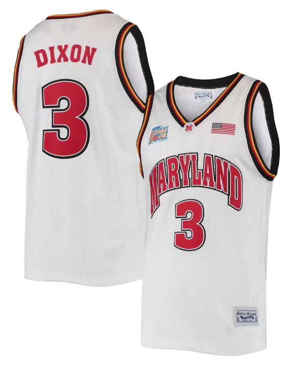 Men's Maryland College #3 Juan Dixon White 2002 Classic Basketball Jersey