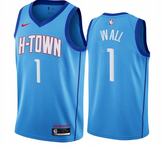 Men's Houston Rockets #1 John Wall 2020/21 Blue NBA City Edition Swingman Stitched Jersey